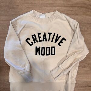 Zara Men's Cream Crewneck Sweater with Black Text